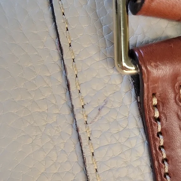 DOONEY & BOURKE Lexington Cream Pebbled Leather Tan Double Handle‎ Zip Tote Bag - Picture 14 of 15